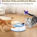 Cat Toys 3 in1 Automatic Interactive Kitten Toy, Moving Ambush Mouse, Fluttering Butterfly, Track Balls, USB Powered, Indoor Exercise Kicker, Mouse Catching Game (Bright White)