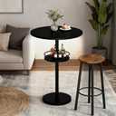 YATINEY Bar Table with LED Light, Round Bar Table Set of 2, High-top Table with Metal Frame, Pub Cocktail Table, Large Base for Living Room, Kitchen, Bar, Black BT15L2UDBB, 21.7 inches x 21.7 inches x 35.8 inches