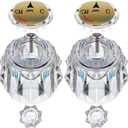 Dreyoo Faucet Handle Compatible with Delta Faucet RP2391, Single Clear Knob Handle Kit with Offset Hole for Shower/Tub, 2-1/2" x 2-1/8" Faucet Knob Replacement, Clear Acrylic Finish (2 Pack)