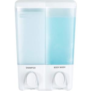 Better Living Products Clear Choice Shower Dispenser 2, Shampoo and Soap Dispenser, 2 x 14.2 fl. oz. White, 5.13" x 3.5" x 7.5" (Two Chamber)