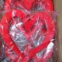 Aneco 6 Pieces Valentine‘s Day 3D Velvet Heart Hanging Ornament 9.45 Inch Foam Heart Wreaths for Valentine‘s Day Wedding Anniversary Front Door Home Decor, Red