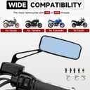 DREAMIZER Rectangle Motorcycle Mirrors Black - Universal 8MM 10MM Rearview Mirror Aluminum CNC Compatible with Honda Yamaha Suzuki Ruckus Grom Shadow Vstar650
