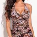 Tempt Me Women’s Tankini Top Halter Tummy Control Swim Tops Only Twist Front XL