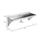 ROCKPOINT Stainless Steel Shelf 10 x 30 Inches 225lb, NSF Metal Commercial Shelves Wall Mount Floating Shelving with Backsplash for Restaurant, Kitchen, Home and Hotel, Silver