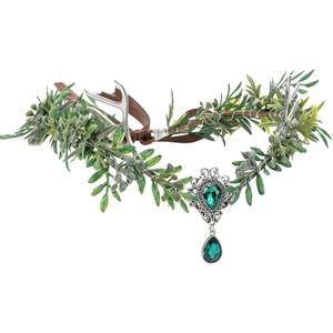 MOSTORY Flower Fairy Crown for Women - Woodland Antler Elf Crown for Renaissance Renfaire Accessories Cosplay Photo Shoot (Green)