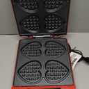 Holstein Housewares 4-Section Heart Shaped Waffle Maker, Non-Stick Waffle Iron, Mini Waffle Maker for Kids, Non-Toxic Coating, Easy to Clean, Makes 4 Heart-Shaped Waffles in Minutes, Red