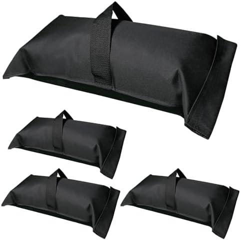D&ONEHOS Umbrella Base Weight Fillable Sandbags, Sandbags for Weights (4 x 30LBS), Sandbag Weights for Patio Umbrella Base, Photography, Camping, Outdoor Use, Set of 4, Black(Without Sand)