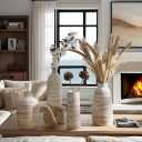 ALMA White Ceramic Vase 11 Inch Tall, Boho Vases for Tulips, Large Table Vase for Pampas Grass in Any Modern Home Decor, Kitchen Table Centerpiece, Shelf, Mantel Decor