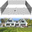 15 Panels No Dig Decorative Outdoor Garden Fence with Gate for Yard, 32 in(H) X 35.4 ft(L) Animal Barrier Fencing Rustproof Metal Wire Panel Border for Dog, Rabbits, and Patio Temporary Ground Stakes