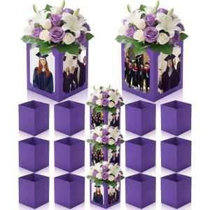 Spiareal 12 Pcs Graduation Box Centerpieces for Table 6/7 Inch Photo Display Congrats Grad Party Favor Gift College Picture Box Photo Props Frame for Graduation Table Decoration(Purple)
