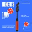 SPORTBIT Ball Pump for Sports Balls - Push & Pull Inflating System - Hand Pump for All Exercise Balls - Volleyball Pump, Basketball Inflator, Football & Soccer Ball Air Pump - Goes with 5 Needles Set (Red)