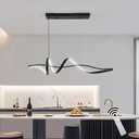 Modern LED Chandelier for Dining Room, 39in Dimmable Linear Wave Spiral Ceiling Chandeliers with Remote, Black Hanging Pendant Light Fixtures for Kitchen Island Over Table, 60W