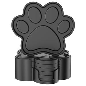 ME.FAN Silicone Coasters 6 Pack Paw Cup Mat with Holder, Dog Cat Paw Shape, for Hot or Cold Drink, Non-Slip, Non-Stick, Room Decor, Housewarming Black