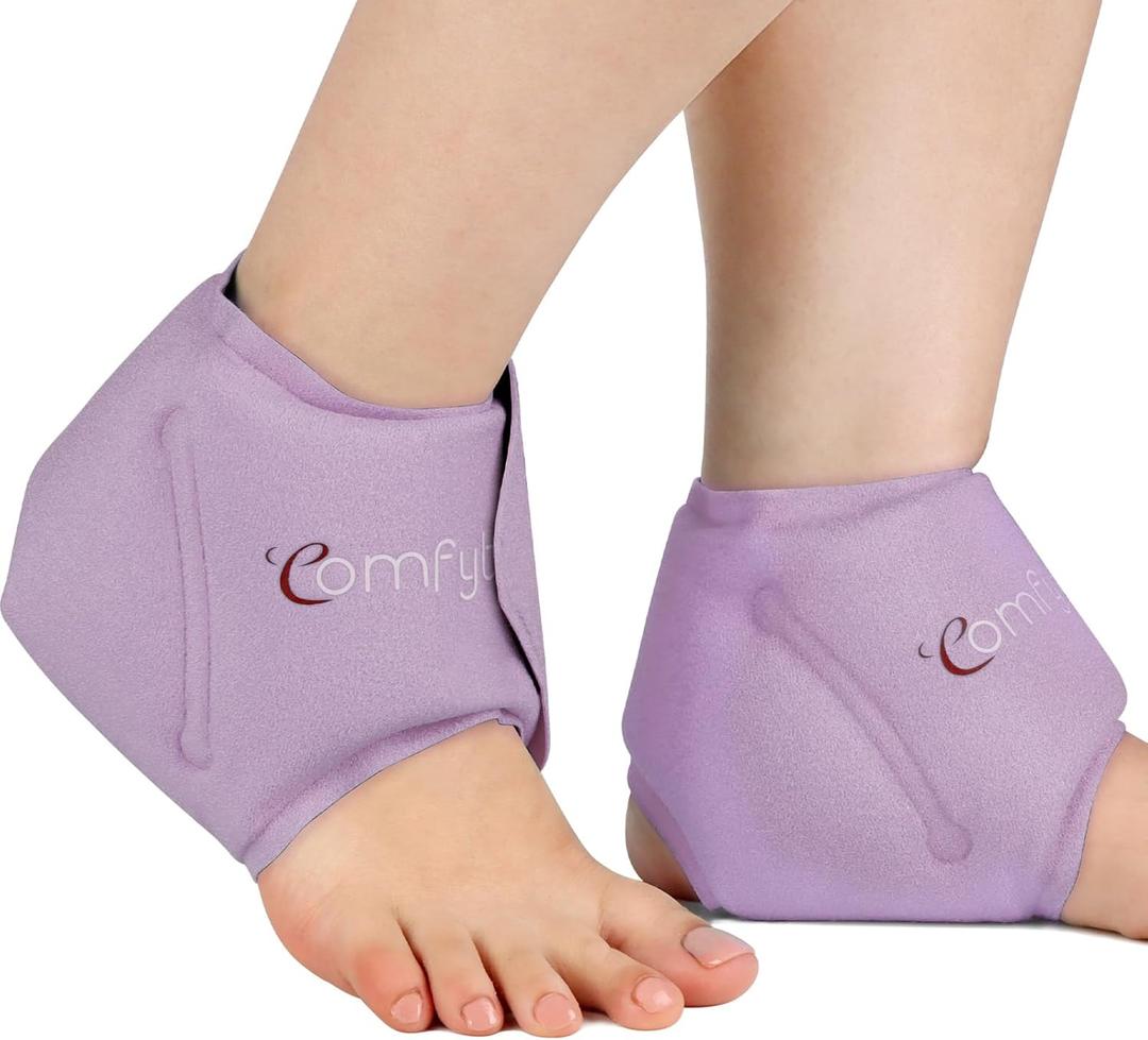 Comfytemp Ankle Ice Pack Wrap for Swelling, FSA Eligible HSA, Plantar Fasciitis, Foot Pain Relief, Gel Packs for Injury Reusable, Hot Cold Compress for Achilles Tendonitis, Sprain, 2 Pcs (Purple)
