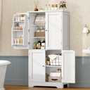 TEENFON 51" H Pantry Cabinet with 4 Doors, Kitchen Cabinet with 6 Door Shelves, Storage Cabinet for Living Room, Dining Room, Bathroom, White, 11.8"D x 23.6"W x 51.2"H