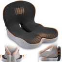 Seat Cushion, Office Chair Seat Cushions for Office Chair with L-Shaped Ergonomic Design, Memory Foam Chair Cushion for Long Sitting Office Worker(Black Gray)