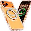 Magnetic for iPhone 17 Pro Case with 360 Spin Stand, Compatible with MagSafe, Military-Grade Protection, Detachable Strip, Anti-Yellowing Clear Phone Case for iPhone 17 Pro 6.3", White