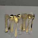 Patelai Serving Utensils Set Include Stainless Steel Large Spoons Slotted Spoons Forks Tongs Soup Ladle and Pie Server for Parties Buffet Catering, Dishwasher Safe(Gold,10 Pieces)