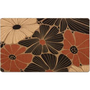 Boho Floral Door Mat Doormat, Boho Abstract Flower Welcome Front Door Mat Indoor Outdoor Entrance, Abstract Floral Artificial Coir Doormats Rugs for Porch Patio Entryway Home Decor 30x17in