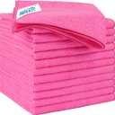 HOMEXCEL Pink Microfiber Cleaning Cloth 12 Pack, 12.5 x 12.5 inch Microfiber Towels for Cars, Ultra Absorbent Car Washing Cloth, Lint Free Streak Free Cleaning Rags for Car, Kitchen, and Window