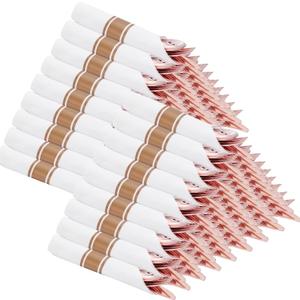 Supernal 100 Pack Rose Gold Plastic Silverware, Wrapped Silverware Set Disposable, Wrapped Plastic Cutlery Set with Napkin, Rose Gold Disposable Cutlery Set for Wedding, Party, Birthday