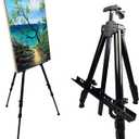 Art Painting Display Artist Easel Stand,Ns Jymb Portable Metal Adjustable Easels for Painting Canvases Height from 17 to 66 Inch - Carry Bag for Table-Top/Floor Displaying and Wedding Signs - Black