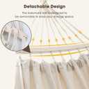MOSFiATA Backyard Hammock with Tassels Max 500lbs Canvas Fabric Bohemian Style with Thickened Rope and Carry Bag for Outdoor, Garden, Patio, Wedding Decor (White)