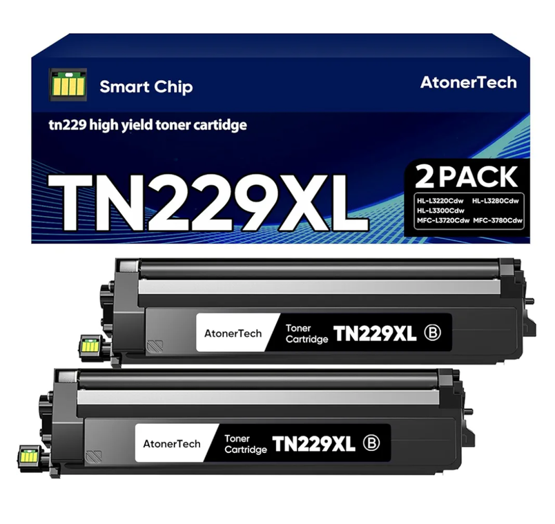 TN229/TN229XL/TN229XLBK Black High Yield Toner Cartridge Compatible for Brother TN229 TN229XL Toner Cartridge with HL-L3220CDW HL-L3280CDW HL-L3295CDW MFC-L3780CDW | 2-Pack