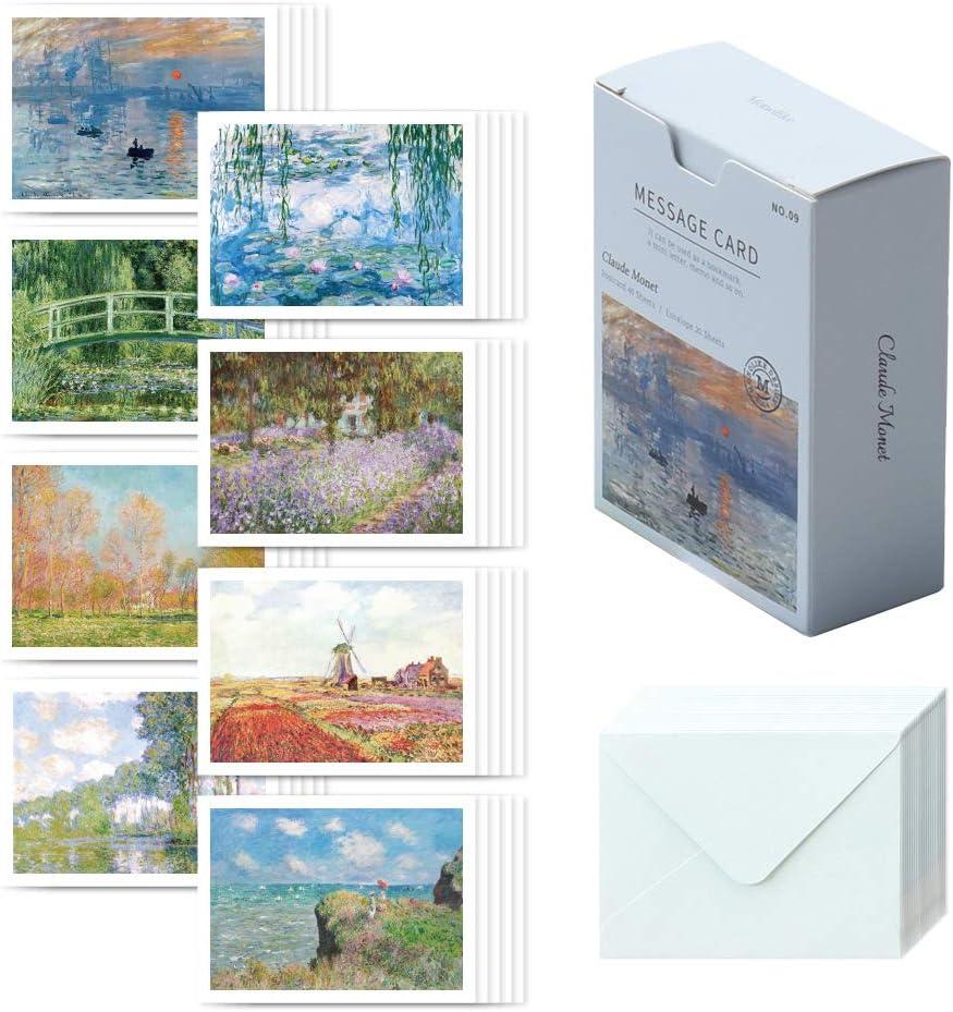 Monolike Message Monet Card - Mix 40 Mini Single cards, 20 envelopes Package