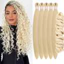 Blonde Braiding Hair Pre Stretched Knotless Braiding Hair for Boho Braids Ocean Wave Boho Hair Extensions for Braiding (6 Packs)