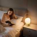 Cordless Portable Table Lamp, Gold 2600mAh Rechargeable Battery Operated Lamp, Stepless Dimming Touch Light, Small Bedside Nightstand Light for Bedroom Living Room Shelf Decor