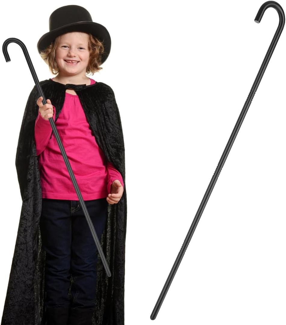 Baluue 39.37 Inch Black Magician Crutch Lightweight Plastic Decorative Cane Halloween Party Performance Prop Cosplay Accessory (100X1.8CM)