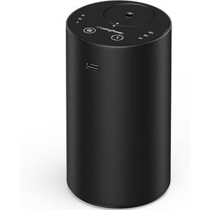 Waterless Essential Oil Diffuser, Rechargeable Scent Diffusers with 3 Mist Levels & Timers, Portable Aromatherapy Diffuser for Home Car Room Studio Office, Black Metal