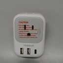 1 Pack European Plug Adapter USB C, TESSAN US to Europe Adapter 4 Outlets 3 USB Charger, Type C International Power Adaptor to Italy Spain France Portugal Iceland Germany, Europe Travel Essentials