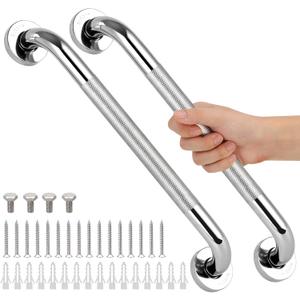 2 PCS Shower Grab Bars for Seniors, 24 Inch Anti Slip Shower Handle, Stainless Steel Bathroom Balance Bar, Safety Hand Rail Support, Assist Bath Handrails for Handicap, Elderly, Pregnant