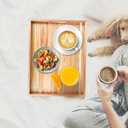 Acacia Wood Serving Tray with Handles (17 Inches) Decorative Serving Trays Platter for Breakfast in Bed, Lunch, Dinner, Appetizers, Patio, Ottoman, Coffee Table, BBQ, Party Great for Lap &Couch