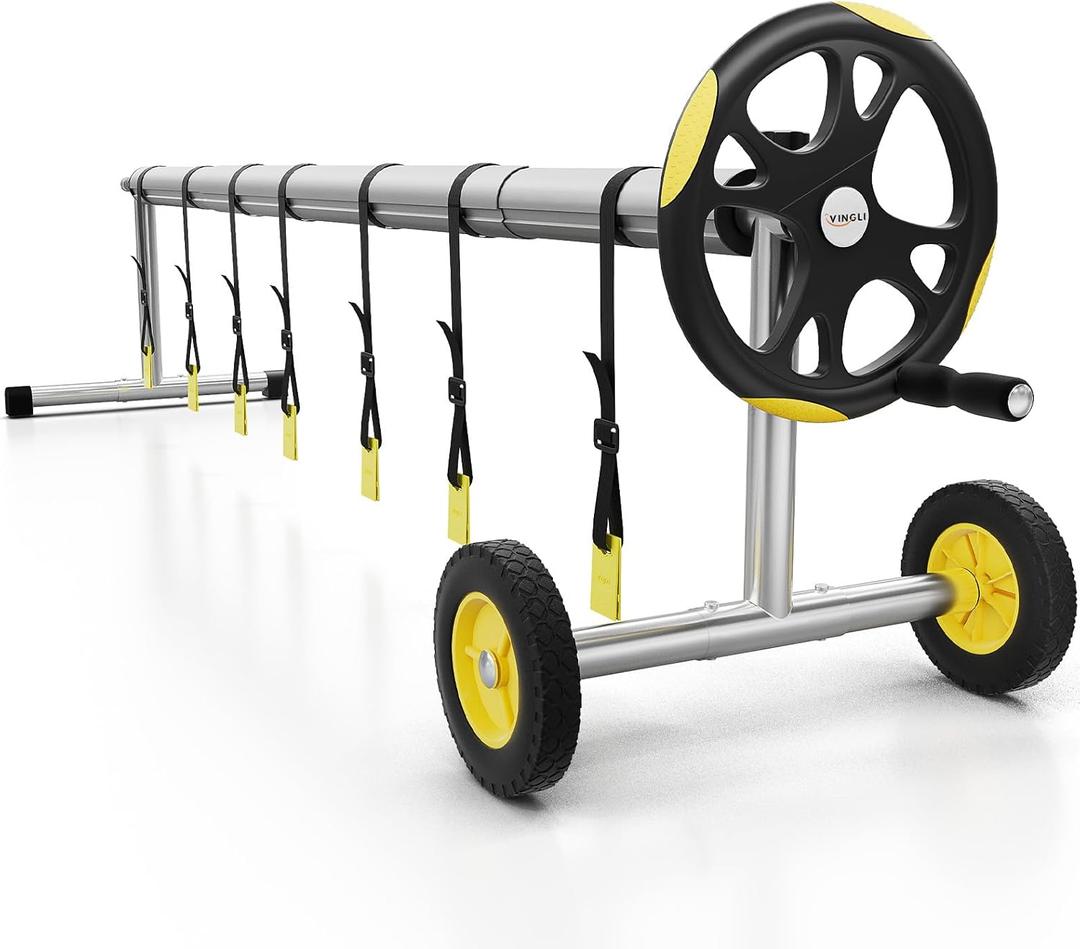 VINGLI Pool Cover Reel Set Pool Solar Cover Reel for Inground Swimming Pool, Aluminum Solar Swimming Inground Cover Blanket Reel (Upgrade) (14 Feet) (Classic)