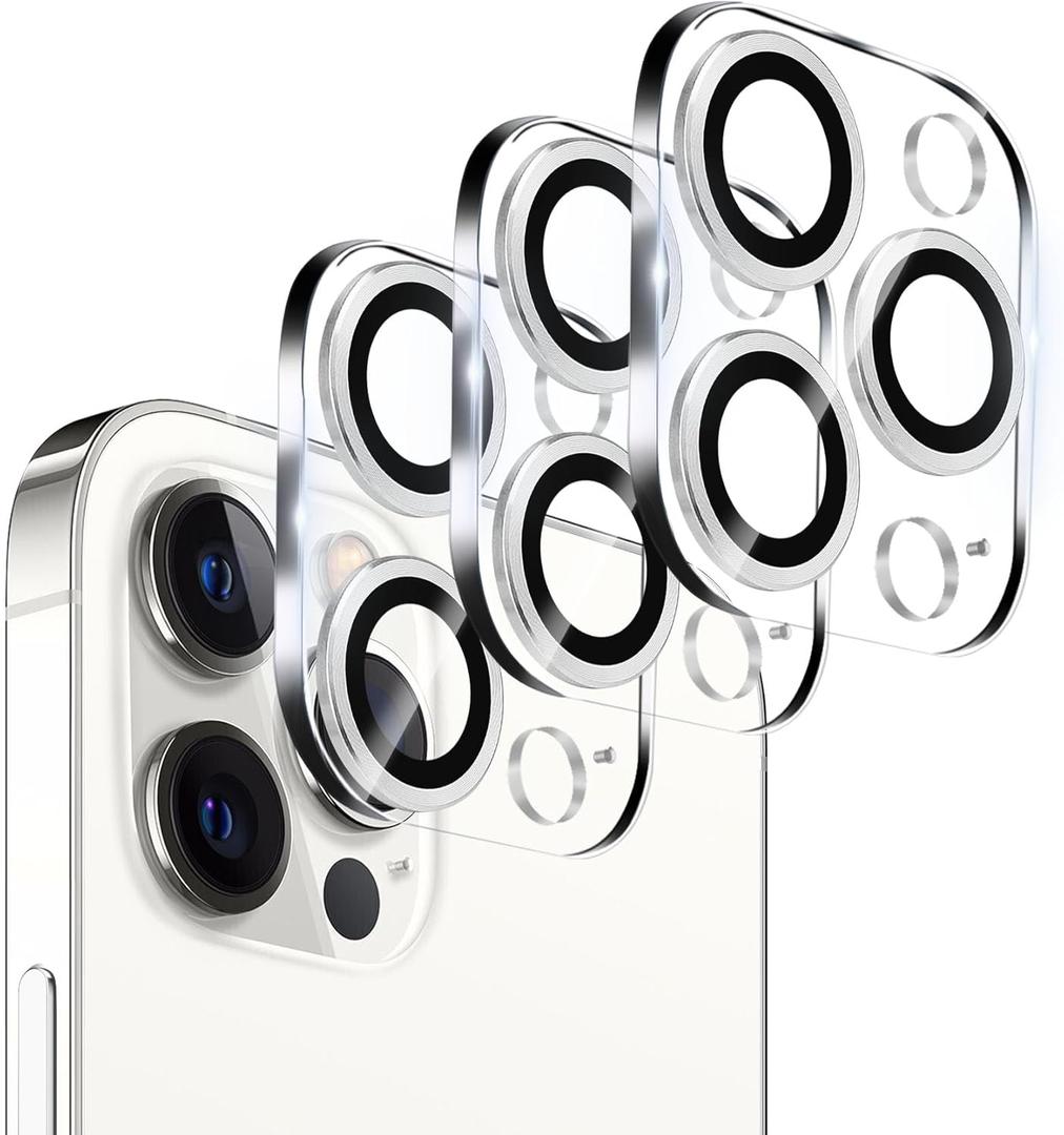 3 Pack Tempered Glass Camera Lens Protector for iPhone 12 Pro 6.1", Ultra HD, 9H Hardness, Anti-Scratch, Case Friendly, Easy to Install [No Affect on Night Shots] (Silver CD)