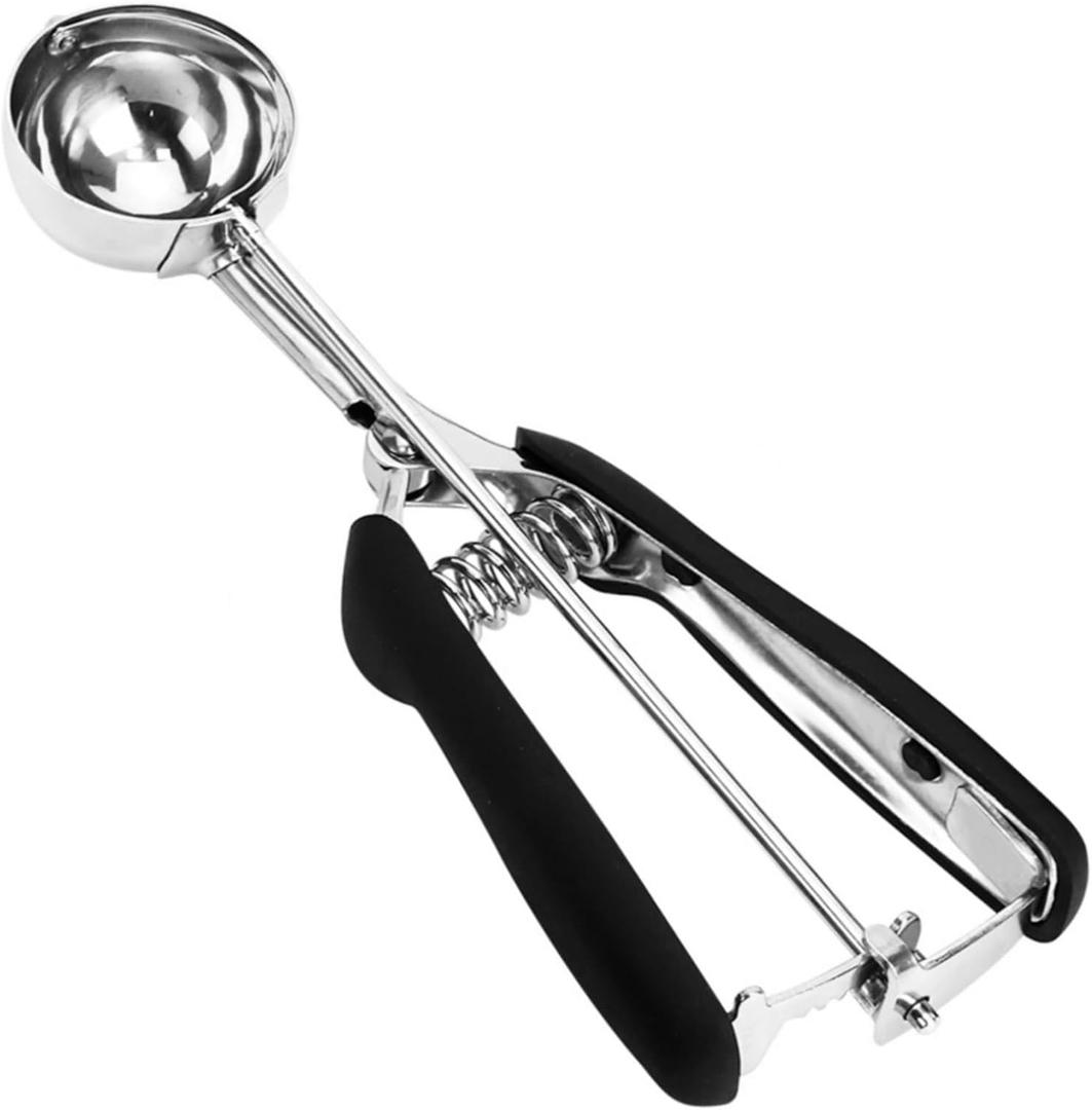 Ice Cream Scoop, 18/8 Stainless Steel Cookie Scoop, Cookie Scoops for Baking, 2 Tbsp/ 30 ml/ 1 oz Cookie Dough Scoop, Ice Cream Scooper with Trigger Release, Cookie Scooper for Baking (Black)