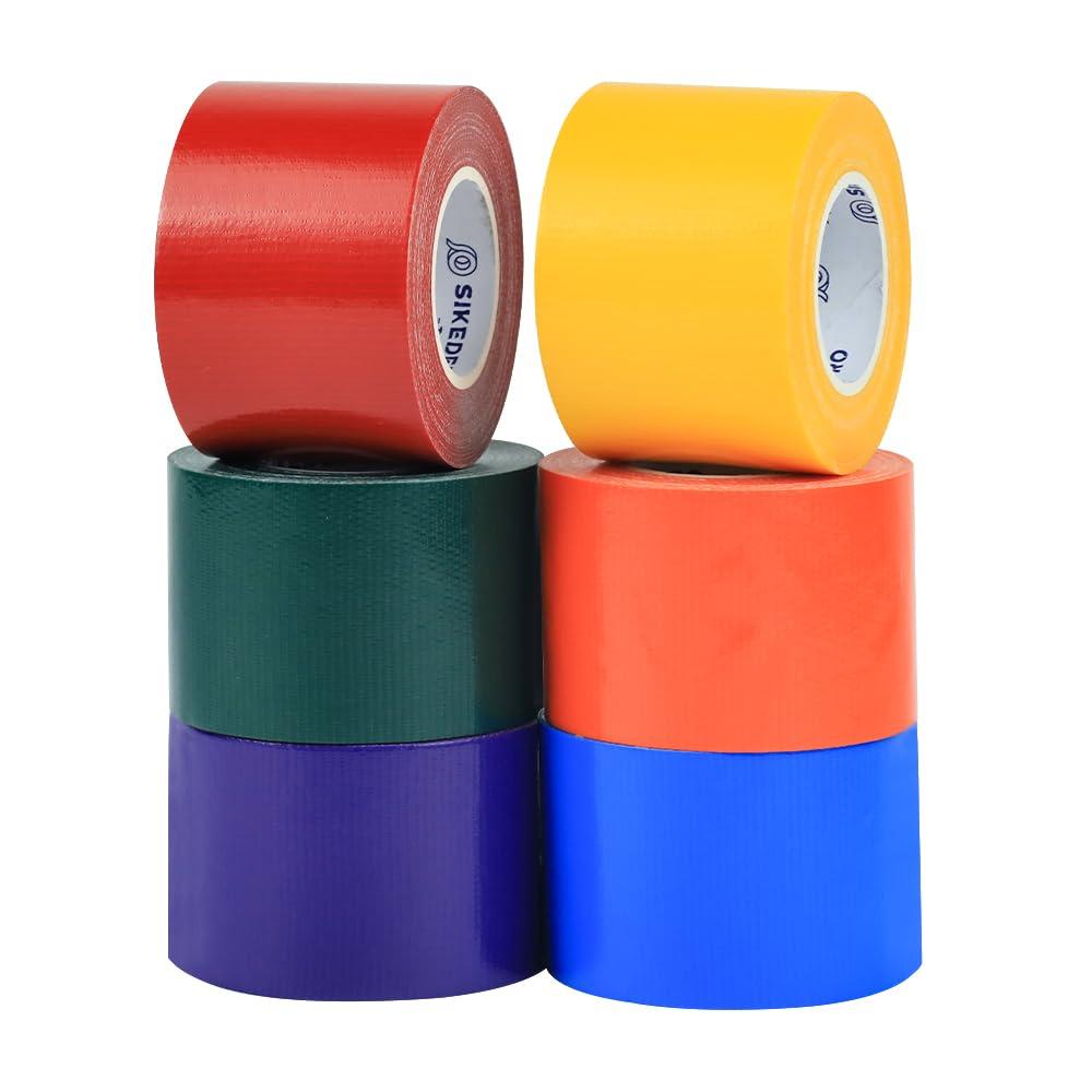 SIKEDEPRO Rainbow Colored Duct Tape 6 Pack,15 Yards x 2 Inch Heavy Duty Rainbow Waterproof Colored Tape Variety Pack,Tear by Hand,Great for Packaging, Arts & Crafts and DIY