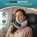Travel Neck Pillows for Airplanes - 360° Ergonomic Memory Foam Travel Pillow - Relief Neck Pain with Breathable Support for Long Flights, Car, Train & Office Use - Adults & Kids (Gray)