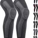 Full Leg Sleeves Long Compression Leg Sleeve Knee Sleeves with Side Stabilizers & Patella Gel Pads,for Basketball, Arthritis, Sport, Reduce Varicose Veins and Swelling of Legs(Black-Spring, M, Pair)