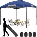 KAMPKEEPER 12x12 Pop Up Canopy Tent,Heavy Duty Outdoor Sun Shade for Events,Camping,Parties - Polygonal Patio Gazebo with Wheeled Bag,4 sandbags(Navy Blue)