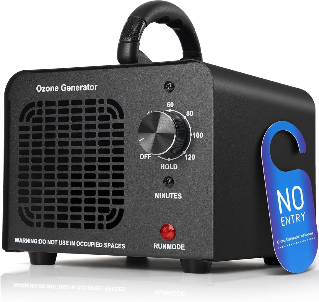 Ozone Generator 60000mg/h, Industrial/Home Ozone Machine, Odor Removal for Areas of 6,000 Square Feet, High Capacity Odor Eliminator for Car, Rooms, Smoke, Pets, O3 Air Purifier Deodorizes (Black)