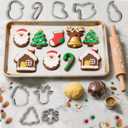 Christmas Cookie Cutters - 9 PCS Christmas Party Favors Decorations Kit Shaped in Santa Snowman Cane Candy |Stainless Steel Navidad Stroking Stuffers Food Gingerbread Baking Press Supplies for Kitchen