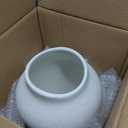White Ceramic Vase - Large 11.8 Inch Tall Floor Vase for Centerpieces, Farmhouse Flower Vases, Rustic Minimalist Home Decor for Living Room, Enterway, Wedding (Sandstone White)