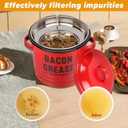 Bacon Grease Saver with Strainer Emptycolor 46oz Grease Container for Kitchen, Cooking Oil Bacon Fat Storage Can Jar with Stainless Steel Filter Farmhouse Style Grease Holder, Dishwasher Safe