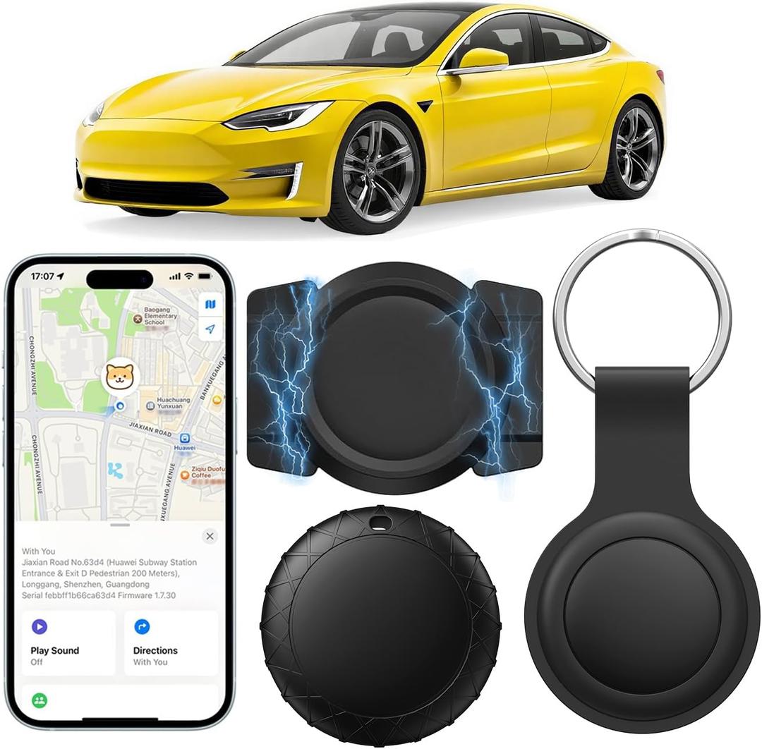 GPS Tracker for Vehicles with Magnetic Case Work with Find My (iOS Only)No Monthly Fee Subscription No SIM Card Required, Waterproof,RealTime GPS Tracking Devices or Cars, Trucks, AntiTheft(Black)
