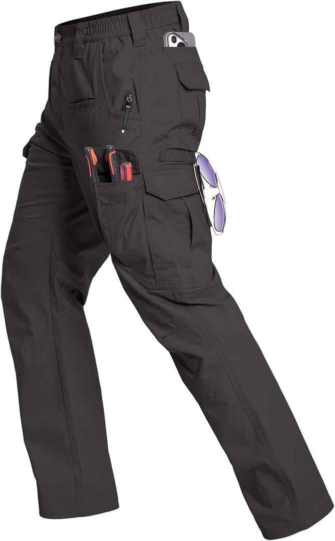 NAVEKULL Men's Flex Work Pants Stretch Ripstop Water-Resistant Utility Cargo Pants Lightweight Workwear Tactical Pants