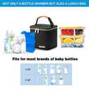 Insulated Bottle Bag with Ice Pack Fits 4 Large Baby Bottles Up to 5 Ounce, Cooler Bag Great for Nursing Mom Daycare-Black